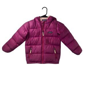 Patagonia Girls 5T Down Hooded Puffer Jacket Pink Full Zip